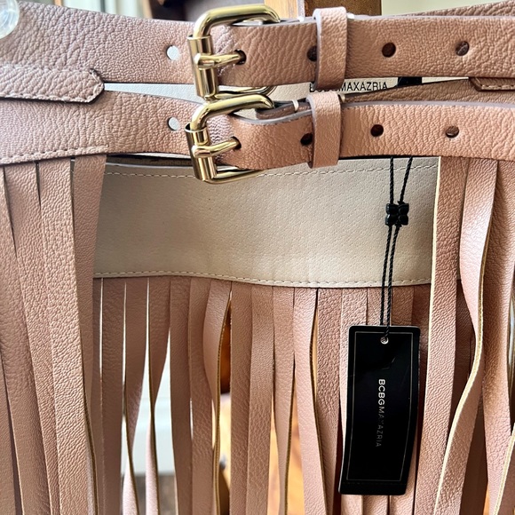 NWT BCBG Max Azria Blush Pink Fringe Waist Belt size Small. - Picture 6 of 9